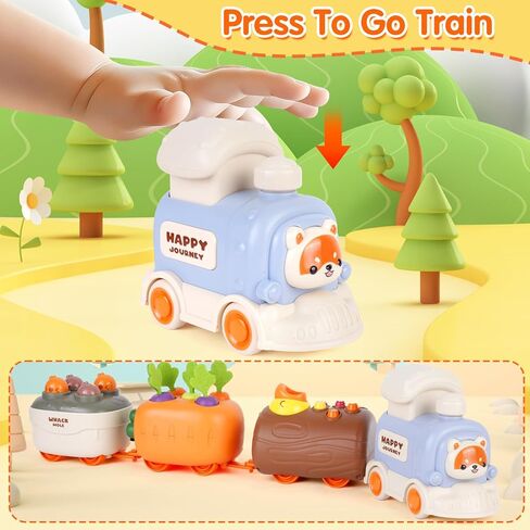 Sizobi Press to Go Train Toys for Toddlers 2-4, Learning Sorting Montessori Toys for Kids 3+, Fine Motor Skills Educational Train Set, Preschool Learning Activities Birthday Boys Girls in Kuwait