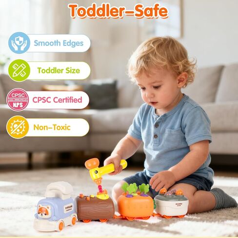 Sizobi Press to Go Train Toys for Toddlers 2-4, Learning Sorting Montessori Toys for Kids 3+, Fine Motor Skills Educational Train Set, Preschool Learning Activities Birthday Boys Girls in Kuwait