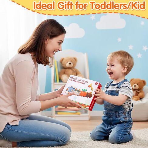 Sizobi Press to Go Train Toys for Toddlers 2-4, Learning Sorting Montessori Toys for Kids 3+, Fine Motor Skills Educational Train Set, Preschool Learning Activities Birthday Boys Girls in Kuwait