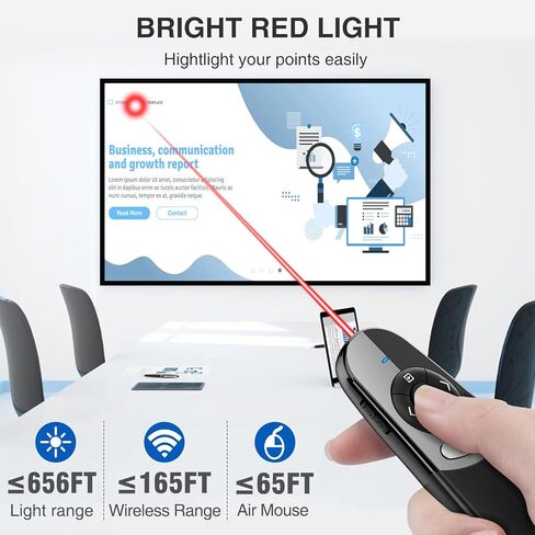 DINOSTRIKE 2 في 1 نوع C وUSB عرض تقديمي للعروض التقديمية Powerpoint، RF 2.4 جيجا هرتز مقدم عرض لاسلكي عن بعد مع التحكم في مستوى الصوت لأجهزة الكمبيوتر المحمول Mac والمكتب والفصول الدراسية in Kuwait