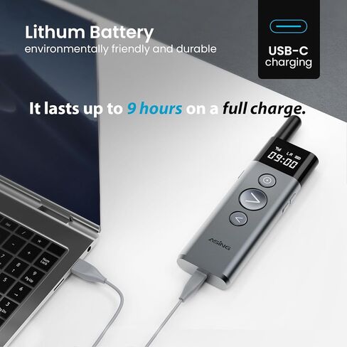 ASING Up to 980ft Long Range Wireless Presentation Remote, PowerPoint Clicker with Air Mouse, Volume Control, Spotlight and Magnifier Feature, Plug & Play for Windows/Mac,Ipad,Laptop & Keynote etc. in Kuwait