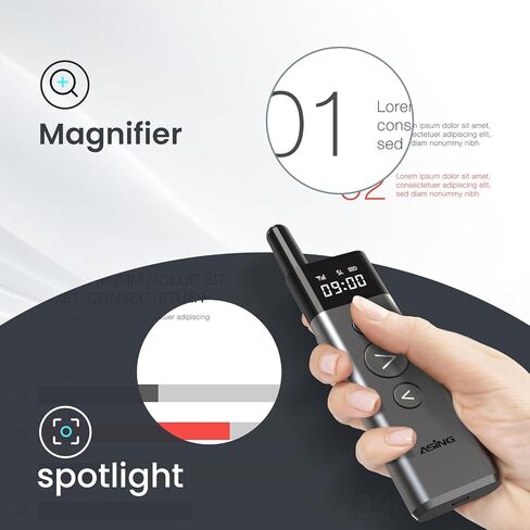 ASING Up to 980ft Long Range Wireless Presentation Remote, PowerPoint Clicker with Air Mouse, Volume Control, Spotlight and Magnifier Feature, Plug & Play for Windows/Mac,Ipad,Laptop & Keynote etc. in Kuwait