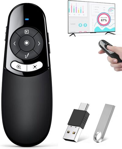 أداة النقر للعرض التقديمي للتلفزيون LED وشاشة LCD الرقمية مع تسليط الضوء على المكبر، 2 في 1 من النوع C، مؤشر عن بعد لاسلكي مع التحكم في مستوى الصوت لجهاز عرض Mac للمعلم في الفصل الدراسي in Kuwait