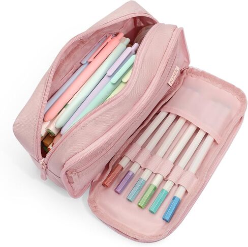 SUNEE Pencil Case, Large Capacity Pencil Pouch, Aesthetic Big Pen Bag 900D Oxford Pen Box for Office Stationery Organizer School Supplies Multifunctional for Teen Boys Girls Women Men, Pink in Saudi Arabia