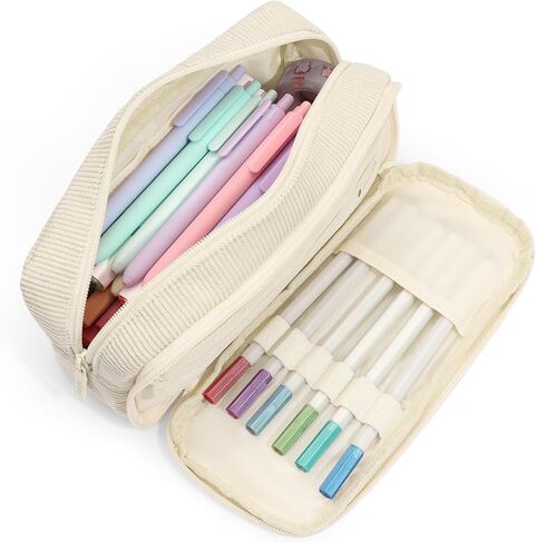 SUNEE Pencil Case, Large Capacity Pencil Pouch, Aesthetic Big Pen Bag 900D Oxford Pen Box for Office Stationery Organizer School Supplies Multifunctional for Teen Boys Girls Women Men, Pink in Saudi Arabia