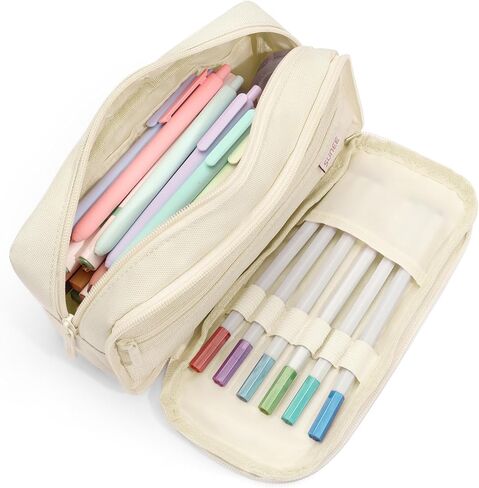 SUNEE Pencil Case, Large Capacity Pencil Pouch, Aesthetic Big Pen Bag 900D Oxford Pen Box for Office Stationery Organizer School Supplies Multifunctional for Teen Boys Girls Women Men, Pink in Saudi Arabia