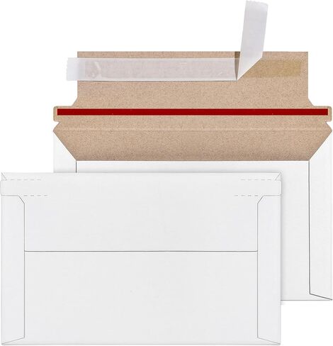packbabol 50 حزمة 7 "× 4.35" مغلفات بطاقة تجارة البريد الصلبة البريدية، مغلفات الشحن ذاتية الختم للشحن شبه الصلبة والتحميل العلوي، لوازم الحماية لبطاقات التداول in Kuwait