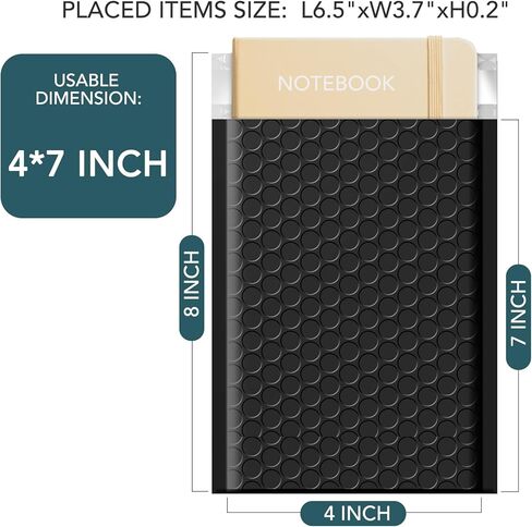 Metronic 4x8 Inch Bubble Mailer 50 Pack,Black Bubble Mailers, Waterproof Self Seal Adhesive Shipping Bags,Padded Envelopes for Shipping, Mailing, Packaging, Bulk #000, Bubble Mailers Usable Size 4x7 in Kuwait
