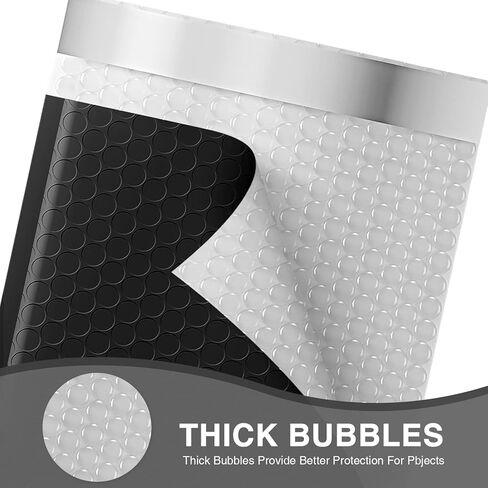 Metronic 4x8 Inch Bubble Mailer 50 Pack,Black Bubble Mailers, Waterproof Self Seal Adhesive Shipping Bags,Padded Envelopes for Shipping, Mailing, Packaging, Bulk #000, Bubble Mailers Usable Size 4x7 in Kuwait