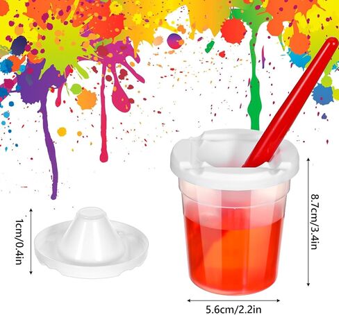 24 Packs No Spill Paint Cups with Lids for Kids Reusable Spill Proof Paint Cups for Classroom Arts Crafts Supplies in Kuwait