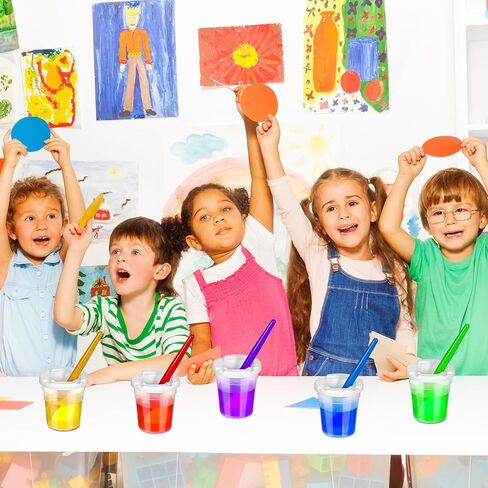 24 Packs No Spill Paint Cups with Lids for Kids Reusable Spill Proof Paint Cups for Classroom Arts Crafts Supplies in Kuwait