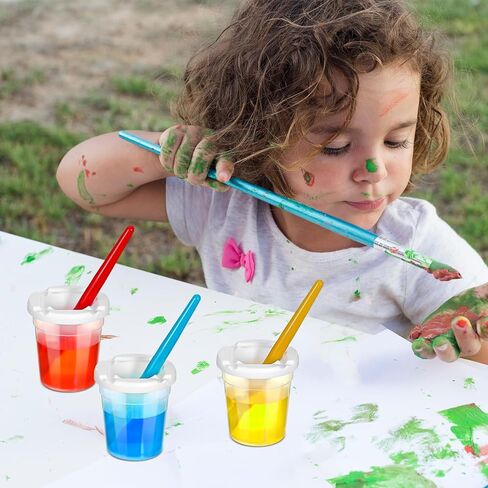 24 Packs No Spill Paint Cups with Lids for Kids Reusable Spill Proof Paint Cups for Classroom Arts Crafts Supplies in Kuwait