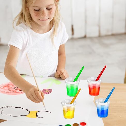 24 Packs No Spill Paint Cups with Lids for Kids Reusable Spill Proof Paint Cups for Classroom Arts Crafts Supplies in Kuwait