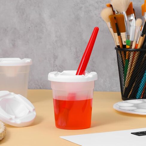 24 Packs No Spill Paint Cups with Lids for Kids Reusable Spill Proof Paint Cups for Classroom Arts Crafts Supplies in Kuwait