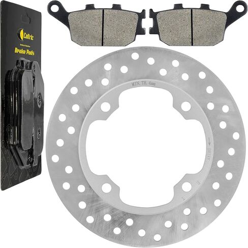 Caltric Rear Brake Disc Rotor with Brake Pad Compatible with Honda VTR1000F Super Hawk 1998 1999 2000-2005 in Kuwait