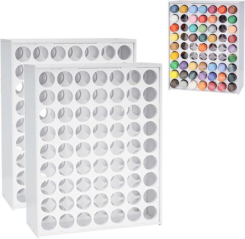 RQG 2 PCS Paint Organizer, 63 Holes Acrylic Paint Storage Holder, Vertical Wall Mounted Paint Organizer for 2oz Craft Paints in Kuwait