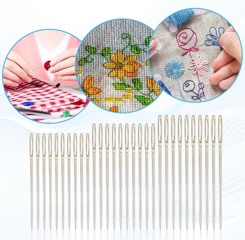 30Pcs Cross Stitch Needles Tapestry Needles 22 & 24 & 26 Large-Eye for Hand Sewing Gauge Blunt Tip Blunt Needle for Cross Stitch and More in Kuwait
