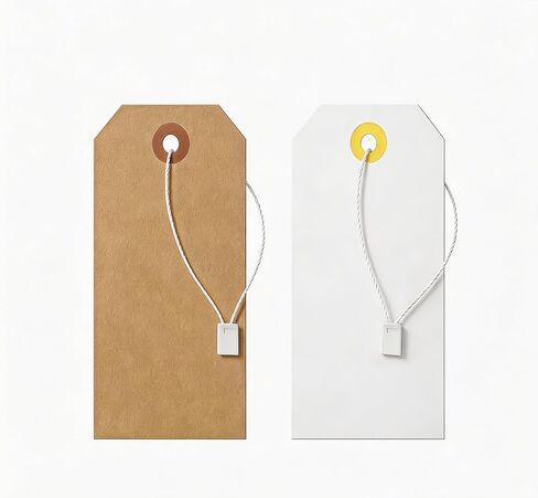 100 Pack Shipping Tags with Strings Included, Blank Hang Tags 4 3/4" x 2 3/8", Assorted White & Kraft Cardstock, Sturdy Marking Tags for Gifts, Clothing, Inventory & Price Tags in Kuwait