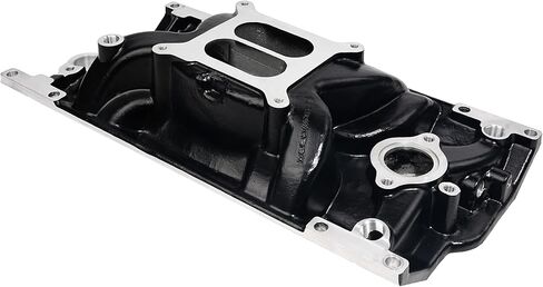 For Chevy SBC 350 Vortec 1996-UP Dual Plane Aluminum Satin Intake Manifold (Black) in Saudi Arabia