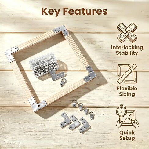 Mluyeri Needlepoint Stretcher Bars, 8Pcs Wooden Canvas Frame Kit with 50 Tacks and Installation Tools, Suitable for Needlework Embroidery Oil Painting, Art Craft Supplies for DIY Artists and Hobbyists in Kuwait