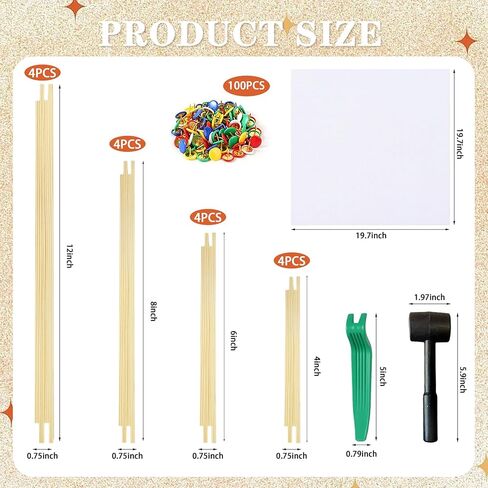 8 Pair Stretcher Bar Set,4 Size Wooden Needlepoint Canvas Frame + Hammer, Thumb Tacks & Tacker Remover,DIY Embroidery Stretcher Frames for Art & Craft in Kuwait