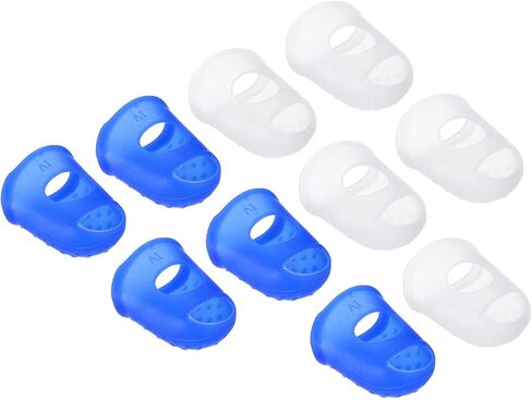 0.91 Inch Rubber Finger Tips, 20 Pack Silicone Thumb Fingertip Protector Covers Pads Thimble for Guitar Playing Office Counting Sewing, Blue, Clear XL Size in Kuwait