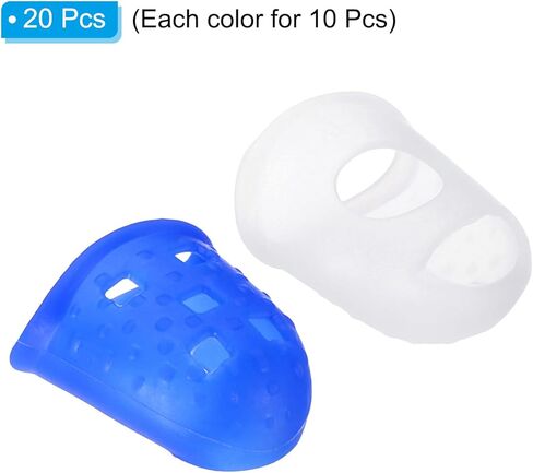 0.91 Inch Rubber Finger Tips, 20 Pack Silicone Thumb Fingertip Protector Covers Pads Thimble for Guitar Playing Office Counting Sewing, Blue, Clear XL Size in Kuwait