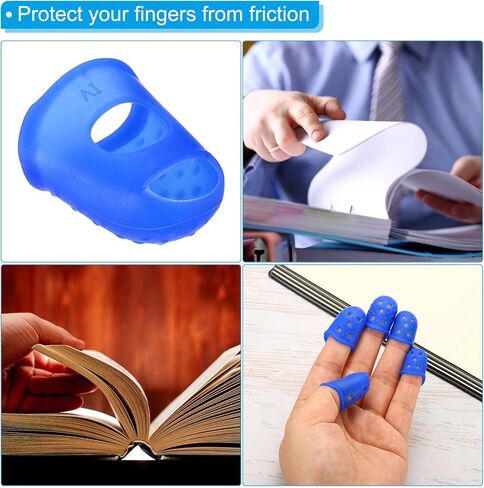 0.91 Inch Rubber Finger Tips, 20 Pack Silicone Thumb Fingertip Protector Covers Pads Thimble for Guitar Playing Office Counting Sewing, Blue, Clear XL Size in Kuwait