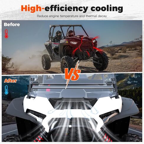 مغرفة غطاء محرك السيارة الأمامي لـ Polaris RZR XP 1000 / XP 4 1000 2024 2025 2026+ الملحقات، غطاء محرك السيارة الأمامي الرياضي الأسود مع فتحة تهوية كبيرة لـ Polaris RZR XP 1000 2024+ in Kuwait