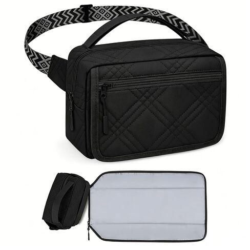 printe Small Diaper Bag with Portable Changing Pad, Crossbody Diaper Bag Pack with Wipes Pocket, Women Waist Bag for Travel, Stroller Diaper Bag, Brown in Saudi Arabia