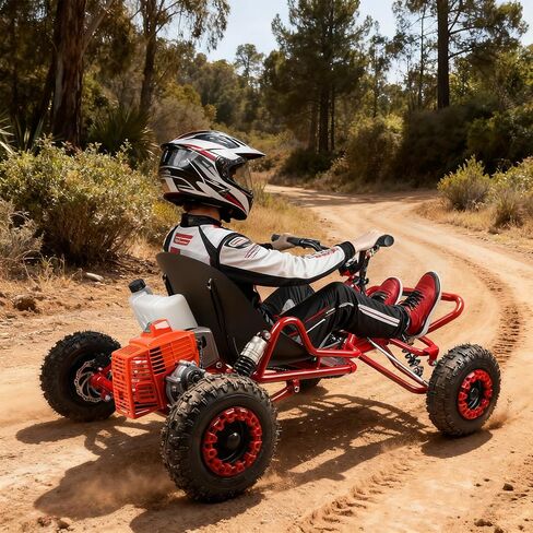 Gas Powered Go Kart, 2 Stroke Off-Road Go Kart for Adults & Kids with Premium Steel Tubular Frame, 6'' All-Terrain Tires, Hydraulic Brake, Max Speed 25MPH in Kuwait