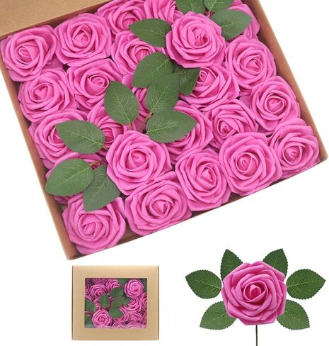 Artificial Roses Flowers 50pcs Real Looking Foam Fake Roses with Stems for DIY Wedding Bouquets Bridal Shower Centerpieces Party Decorations (50, White) in Saudi Arabia