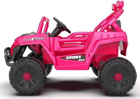 Gecheer 12V 2WD Kids Ride-On UTV للأعمار من 3-5 - 2.4G جهاز تحكم عن بعد، شريط مضاد للتصادم، هيكل مرتفع، تعليق رباعي العجلات، إطارات مضادة للانزلاق، بطارية لمدة ساعتين، موسيقى بلوتوث in Kuwait