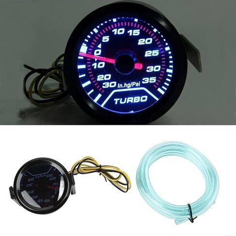 مقياس توربو 52 ملم مع شاشة LED زرقاء، مقياس ضغط السيارة ABS 0-30 رطل لكل بوصة مربعة، مقياس سيارة 12 فولت لتعديل لوحة القيادة، أسود in Kuwait