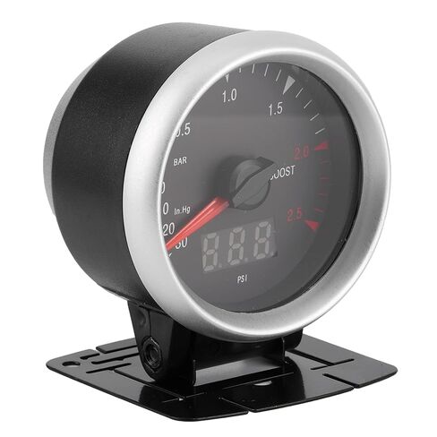 Keenso 60mm 12V Universal Car Turbo Boost Gauge, Peak Value Display with LED Light for Most 12V Cars, Measurement Range 30 to 2.5 BAR in Kuwait