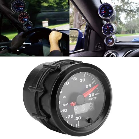 Turbo Boost Gauge, 52mm 2in 7 Colors LED Vacuum Pressure Meter 0-30 in.Hg 0-30PSI Universal Gauge Kit with Digital Display Pointer for All 12V Cars in Kuwait