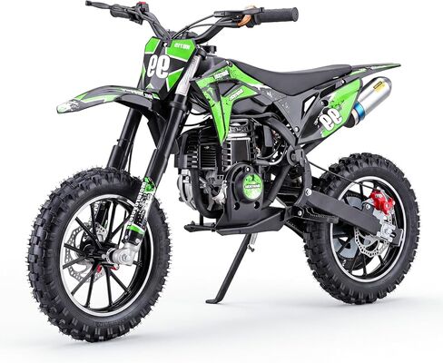 دراجة ترابية للأطفال 40CC، دراجة نارية صغيرة تعمل بالغاز رباعية الأشواط للأطفال الذين تتراوح أعمارهم بين 5 و10 سنوات، دراجة شبابية للطرق الوعرة بسرعة 25 ميلاً في الساعة مع فرامل قرصية مزدوجة، تعليق كامل، بدون خلط الزيت، بداية سهلة (أخضر) in Kuwait