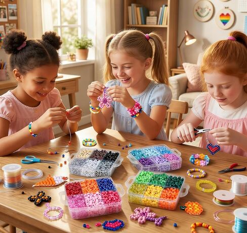 Dowsabel 4800PCS Pony Beads Bulk, 24 Colors Kandi Beads 6x9mm Large Hole for Friendship Bracelets, Jewelry Making, Hair Braiding, DIY Art Craft Gifts - Shockproof Protective Gift Packaging in Kuwait