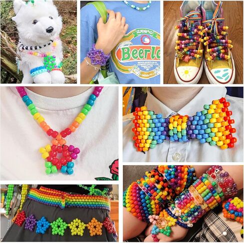 Dowsabel 4800PCS Pony Beads Bulk, 24 Colors Kandi Beads 6x9mm Large Hole for Friendship Bracelets, Jewelry Making, Hair Braiding, DIY Art Craft Gifts - Shockproof Protective Gift Packaging in Kuwait