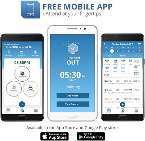 uAttend JR1000 Biometric Fingerprint, RFID, PIN Time Clock for Small Business - Cloud-Based Attendance System with Optional Payroll Integration - All-in-One System in Kuwait