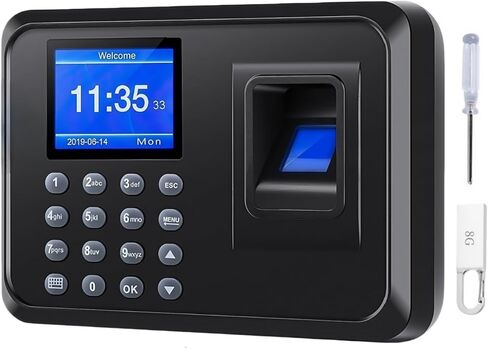 Time Clocks for Employees Small Business, 2 in 1 Time Clock (Fingerprint & Password) Employee Clock in & Out Machine Attendance Punch Clock Recorder Tracker for Small Businesses & Offices in Kuwait
