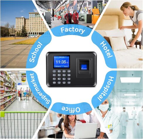 Time Clocks for Employees Small Business, 2 in 1 Time Clock (Fingerprint & Password) Employee Clock in & Out Machine Attendance Punch Clock Recorder Tracker for Small Businesses & Offices in Kuwait