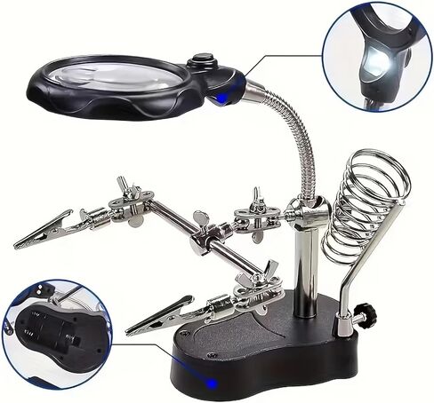 Magnifying Glass Vise with 360° Rotatable & Heavy-Duty Clamping System - Adjustable Angle Magnifier for Electronics Repair, Jewelry Making, Hobbyists, Precision Workbench (No Power Required) in Kuwait