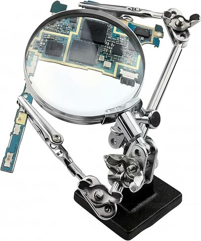 Magnifying Glass Vise with 360° Rotatable & Heavy-Duty Clamping System - Adjustable Angle Magnifier for Electronics Repair, Jewelry Making, Hobbyists, Precision Workbench (No Power Required) in Kuwait