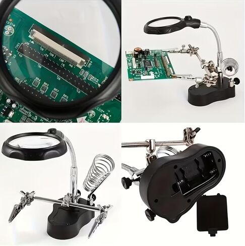Magnifying Glass Vise with 360° Rotatable & Heavy-Duty Clamping System - Adjustable Angle Magnifier for Electronics Repair, Jewelry Making, Hobbyists, Precision Workbench (No Power Required) in Kuwait