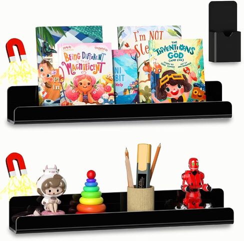 FUCDTEFC 2 Pcs Magnetic Shelf with Pen Holder, Strong Adsorption Magnetic Book Shelf for Whiteboard, Reusable Metal Bookshelf Book Display Holder for Teacher Kids Classroom Refrigerator Office White in Kuwait