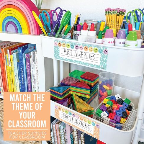 Hadley Designs Desk Name Tags for Classroom - 36 Student Desk Name Plates for Classroom Decor, 9x3 Smiley Nametags Cubby Labels Teacher Supplies, 1st 2nd 3rd Grade Kindergarten Preschool Must Haves in Kuwait