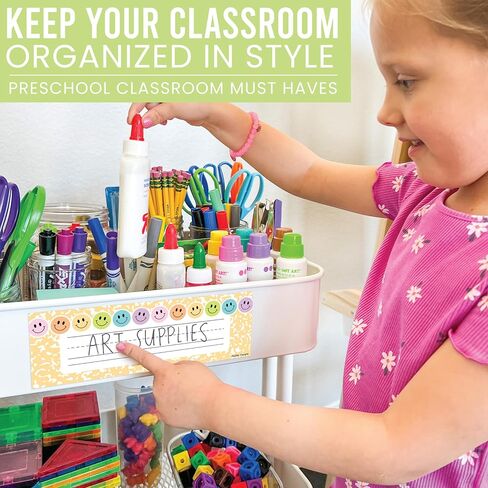 Hadley Designs Desk Name Tags for Classroom - 36 Student Desk Name Plates for Classroom Decor, 9x3 Smiley Nametags Cubby Labels Teacher Supplies, 1st 2nd 3rd Grade Kindergarten Preschool Must Haves in Kuwait