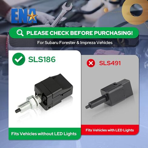 ENA Brake Light Switch Compatible with Subaru Forester Impreza Legacy Outback Crosstrek Baja Tribeca B9 Tribeca WRX STI XV 2.0L 2.2L 2.5L 3.0L 3.3L 3.6L H4 H6 1990-2019 Replaces SLS186 w/ 4 Pins in Kuwait