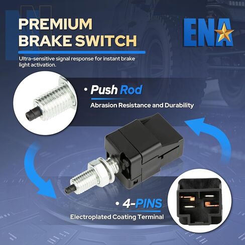 ENA Brake Light Switch Compatible with Subaru Forester Impreza Legacy Outback Crosstrek Baja Tribeca B9 Tribeca WRX STI XV 2.0L 2.2L 2.5L 3.0L 3.3L 3.6L H4 H6 1990-2019 Replaces SLS186 w/ 4 Pins in Kuwait